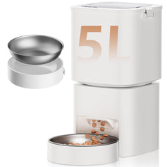 DUDUPET 5L cat feeder storage shows large capacity for multiple days.
