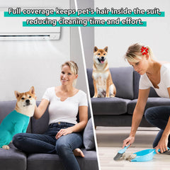 Due Felice dog surgery suit blue small reduces shedding while dogs rest at home.