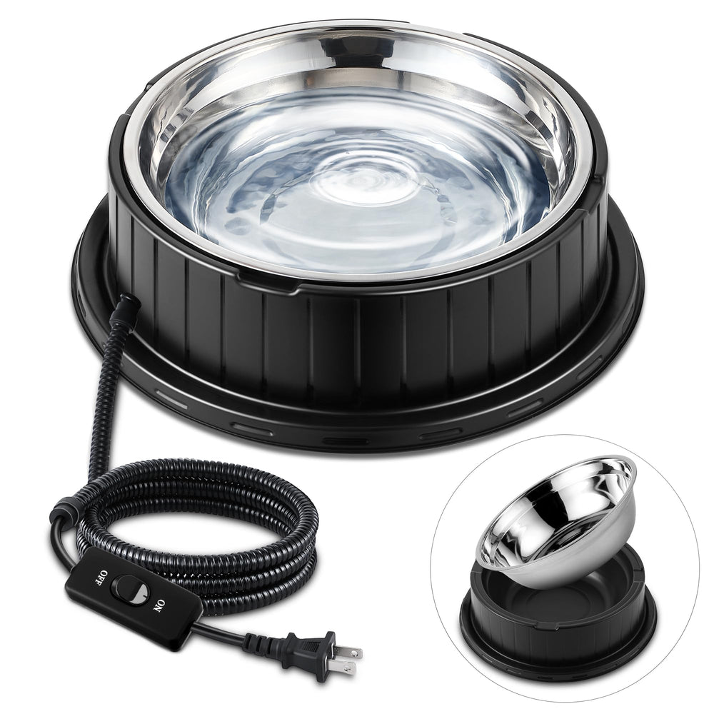 Dunkive heated water bowl in outdoor setup keeps pets hydrated in cold weather