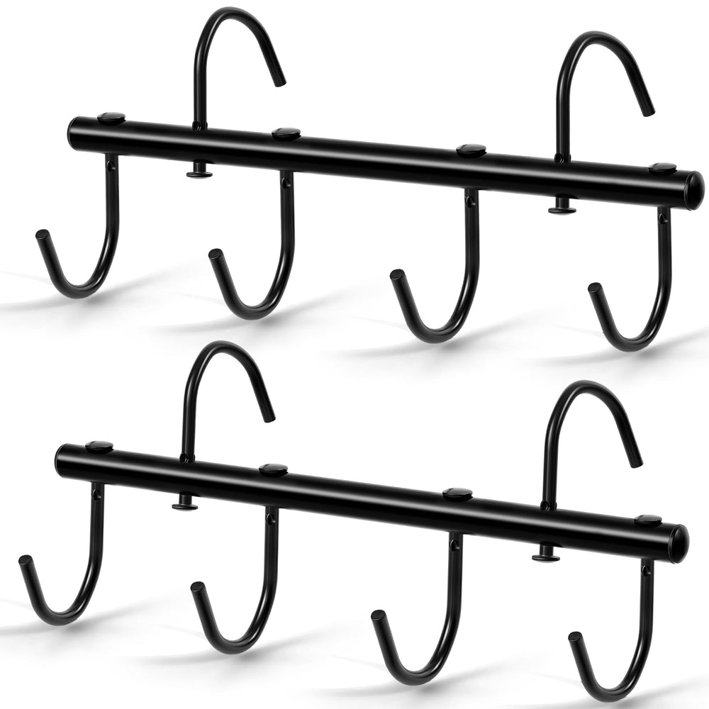 Dunzy 2pc black tack rack with swivel hooks for easy stable storage.