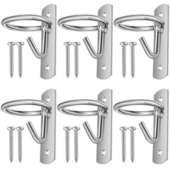 Dunzy 6 Pcs bucket hooks package showing six silver metal hooks for stalls and barns