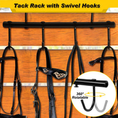 Dunzy metal tack rack with anti-rust finish protects gear in any space.