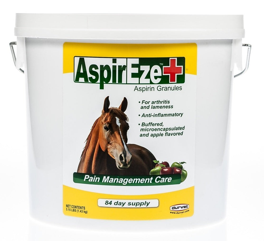 Durvet AspirEze+ bottle demonstrates easy, palatable dosing for horses.