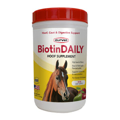 Durvet Biotin Daily Hoof Care pellets packaging for convenient daily hoof nutrition