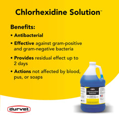 Durvet chlorhexidine 2% application closeup showing ready-to-use antiseptic cleaning