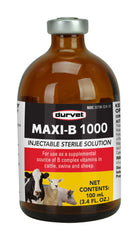 Durvet Maxi-B 1000 bottle shows USA-made safety for aging dogs.