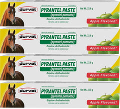 Durvet Pyrantel Paste Wormer apple flavor tube aids easy administration and parasite control for horses.