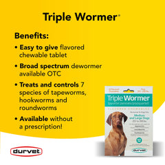 Durvet Triple Wormer tablet close-up, highlighting easy at-home dosing.