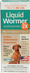 Durvet wormer double-strength liquid dog bottle for at-home deworming and routine care