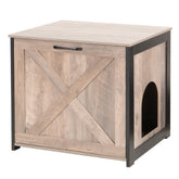 Dwanton cat litter box furniture front view shows discreet enclosure for living spaces.
