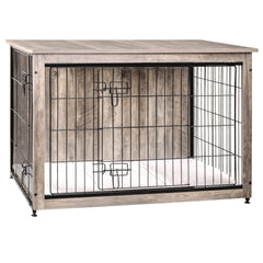 Dwanton dog crate cushion top view shows cozy sleep space and top surface for decor.