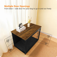 Dwanton dog crate double-doors design enables easy access for pets and cleanup.