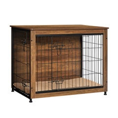 Dwanton dog crate furniture assembly showcases sturdy wood build for long-lasting use.