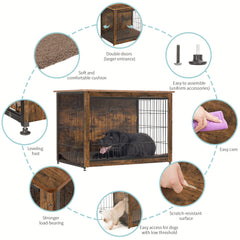 Dwanton dog crate furniture double doors provide easy access and cleaning.
