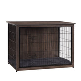 Dwanton dog crate furniture front view with dual doors for easy access and safety.