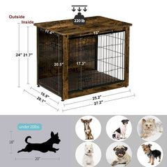 Dwanton dog crate furniture used as functional side table beside seating.