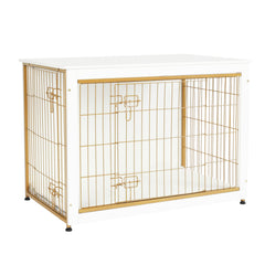 Dwanton dog crate furniture with cushion provides a cozy resting space for pets.