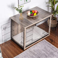 Dwanton dog crate side table decorative top blends furniture and crate.