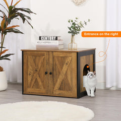 Dwanton litter box enclosure with reversible entrance for flexible placement