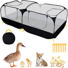 DWQEKD small animal playpen folded for quick storage and portability.