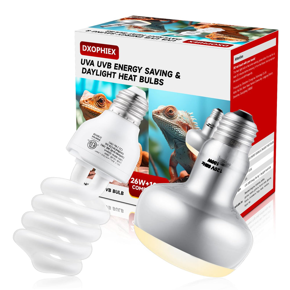 DXOPHIEX 100W reptile heat lamp glows warmly for natural basking and appetite support.