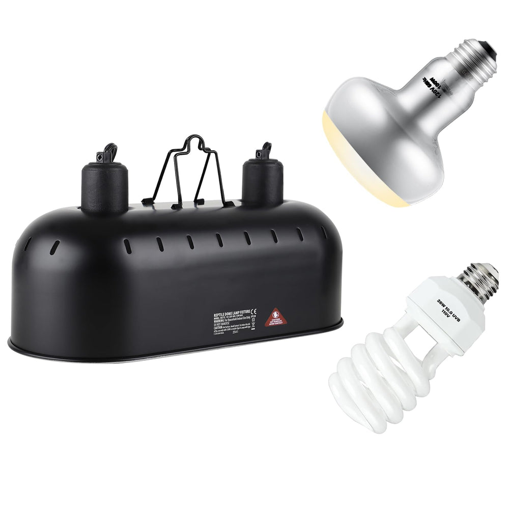 DXOPHIEX 15-inch dual reptile light fixture front view for precise lighting control.