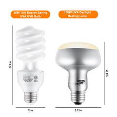 DXOPHIEX reptile UVB bulb in fixture delivers reliable UVB for daytime activity.