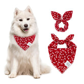 E-Clover Mothers Day dog bandana with heart print in red, ideal for festive photos