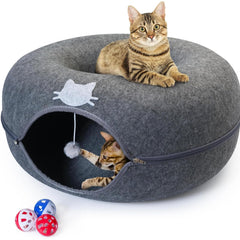 E & E's Meow Mansion cat cave donut top view cozy hideaway