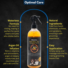 E3 Waterless Shampoo application shows easy, no-rinse cleansing between baths.