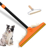 Eaersan carpet rake with 60-inch handle for effortless pet hair removal from rugs