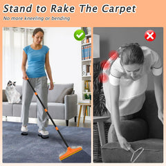 Eaersan long-handle carpet rake lets you stand upright while cleaning