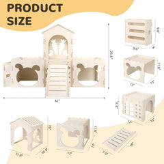 EAROND Large Rabbit Castle side view shows multi-room design promoting exploration and exercise