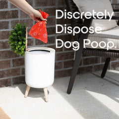 Earth & Mango plant-styled trash bin blends with garden decor for patio convenience.