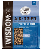 Earth Animal Wisdom Air-Dried Dog Food bag front shows premium natural nutrition.