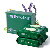 Earth Rated dog wipes package showing a 400-count box for easy home grooming