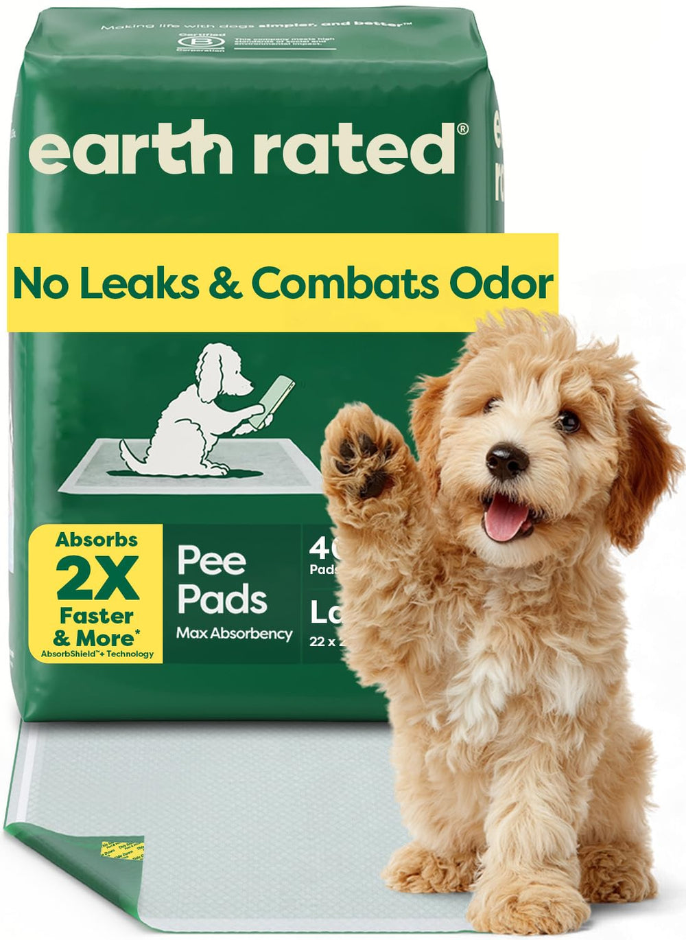 Earth Rated Max Absorbency pad front view, training-ready size.