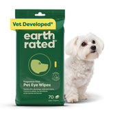 Earth Rated Vet-Developed Pet Eye Wipes packaging for easy, gentle eye cleaning