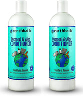 earthbath Oatmeal & Aloe Conditioner bottle pour demonstrates gentle detangling for irritated skin during baths
