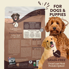 Earthborn Holistic Primitive kibble closeup — protein-rich bites support growth and energy.