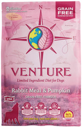 Earthborn Holistic Venture rabbit meal bag showing premium rabbit protein source