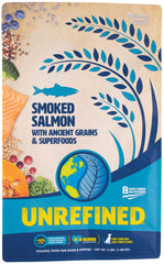 Earthborn Holistic Venture unrefined smoked salmon ingredient bowl showing protein-rich meal option.