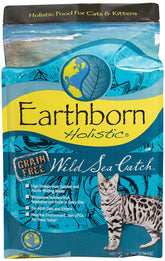 Earthborn Wild Sea Catch cat food bag front—grain-free, high-protein feline nutrition.