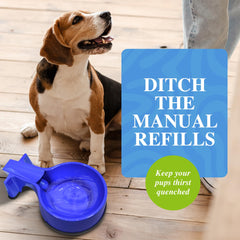 Easy-Clean Water Bowl auto-fill valve ensures constant water availability.