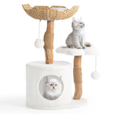Easyego modern cat tree white shows sleek design and space-saving assembly