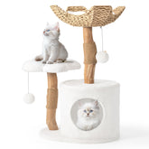Easyego modern cat tree-wood tower for small cats offers a durable play space.