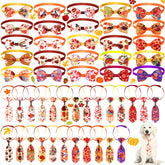 Eccliy pumpkin-pattern dog bow tie closeup for festive Halloween style