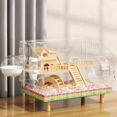 Ecleng 8-in-1 acrylic hamster cage with full viewing panels for easy observation.