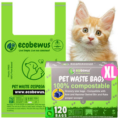 ecobewus xl pet waste bags packaging demonstrates eco-friendly materials for home composting