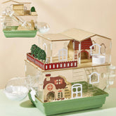 ECOCEN 12-in-1 clear acrylic hamster cage front view with transparent walls for easy observation.